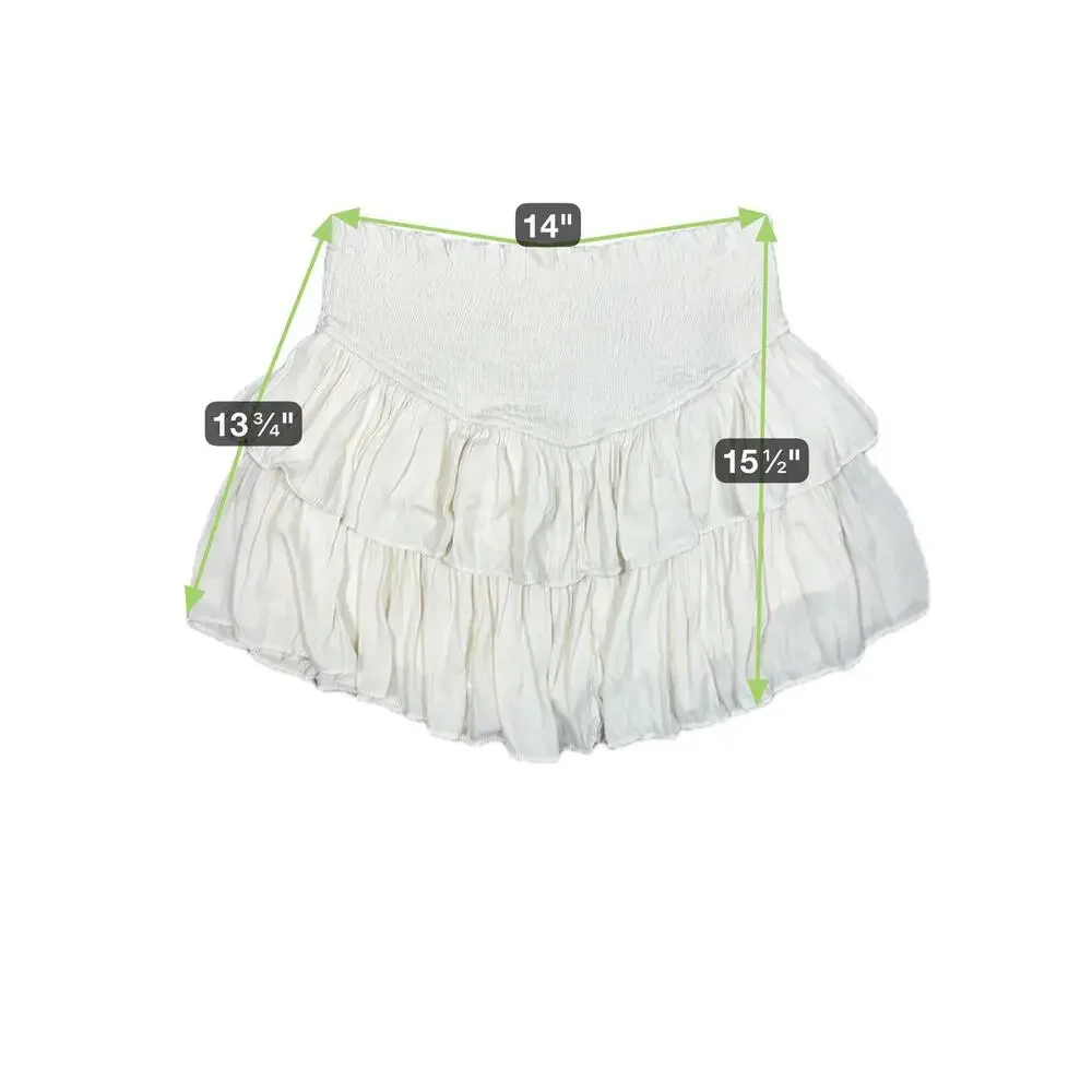 Mustard‎ Seed Cream Tiered Mini Skort with Elasticated Waist